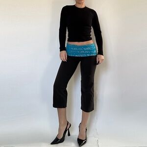 PINK Victoria's Secret Black Capris with Blue Waistband